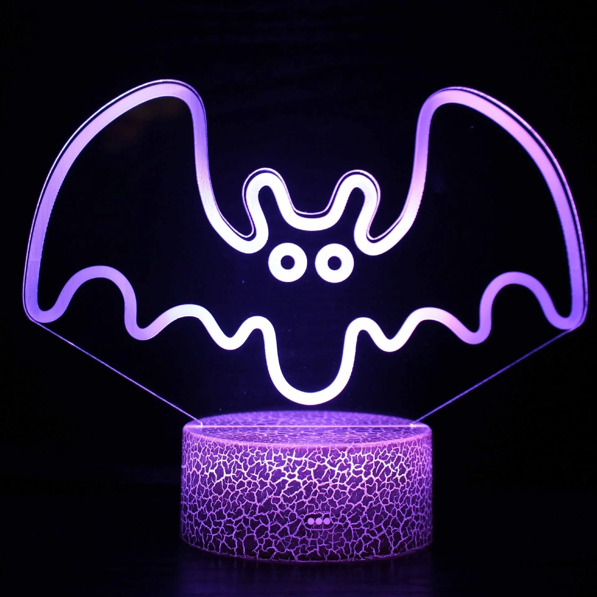 Colourful 3D acrylic USB table lamp with touch control on a small ABS base.