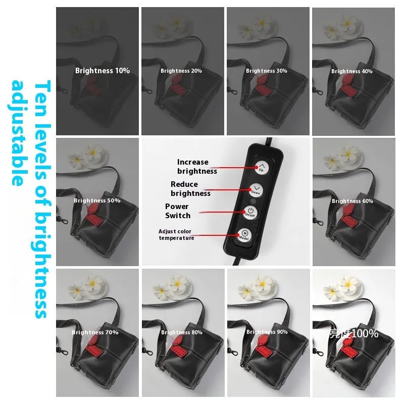 50cm studio light box with metal frame and USB-powered 5-side folding three-colour temperature light board