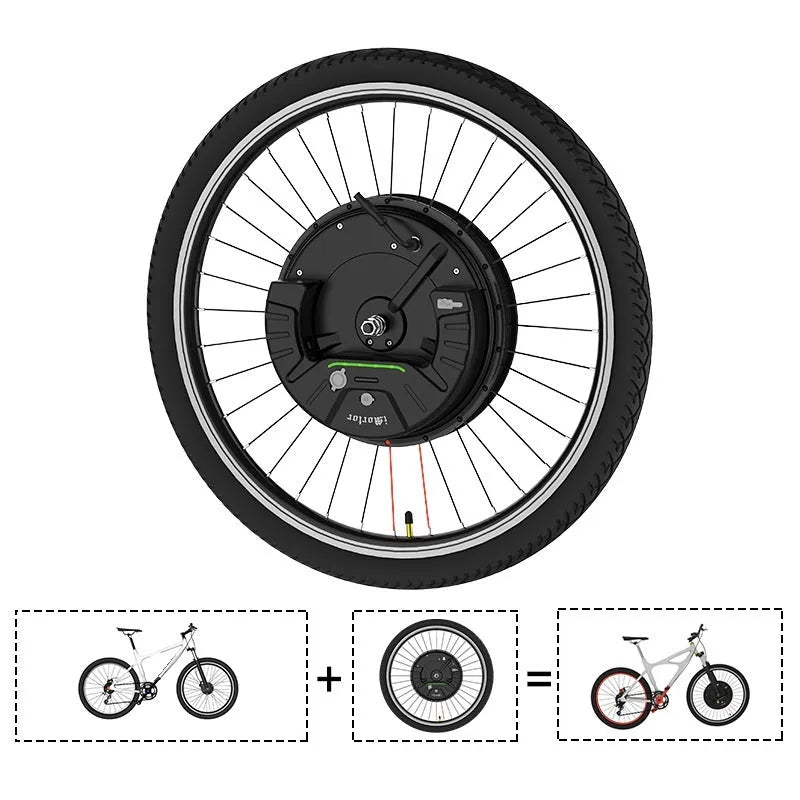 Black third generation intelligent micro-power wheel with alloy hub for electric mountain bike refit