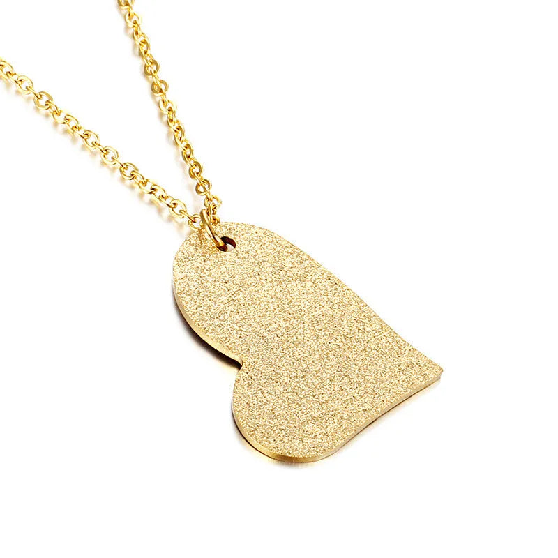 Geometric heart-shaped titanium steel pendant necklace in minimalist Japanese-South Korean style