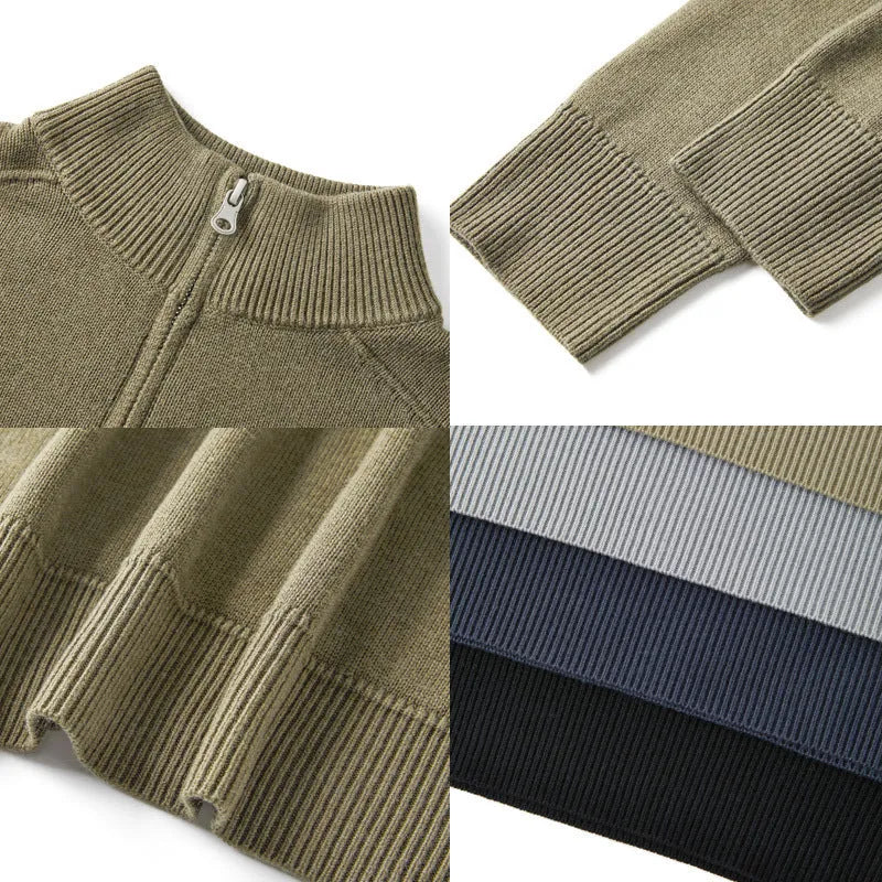 Men's thickened wool casual sweater in slim fit pullover style with long sleeves