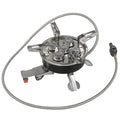 Silver stainless steel split camping stove with 100cm hose and foldable design