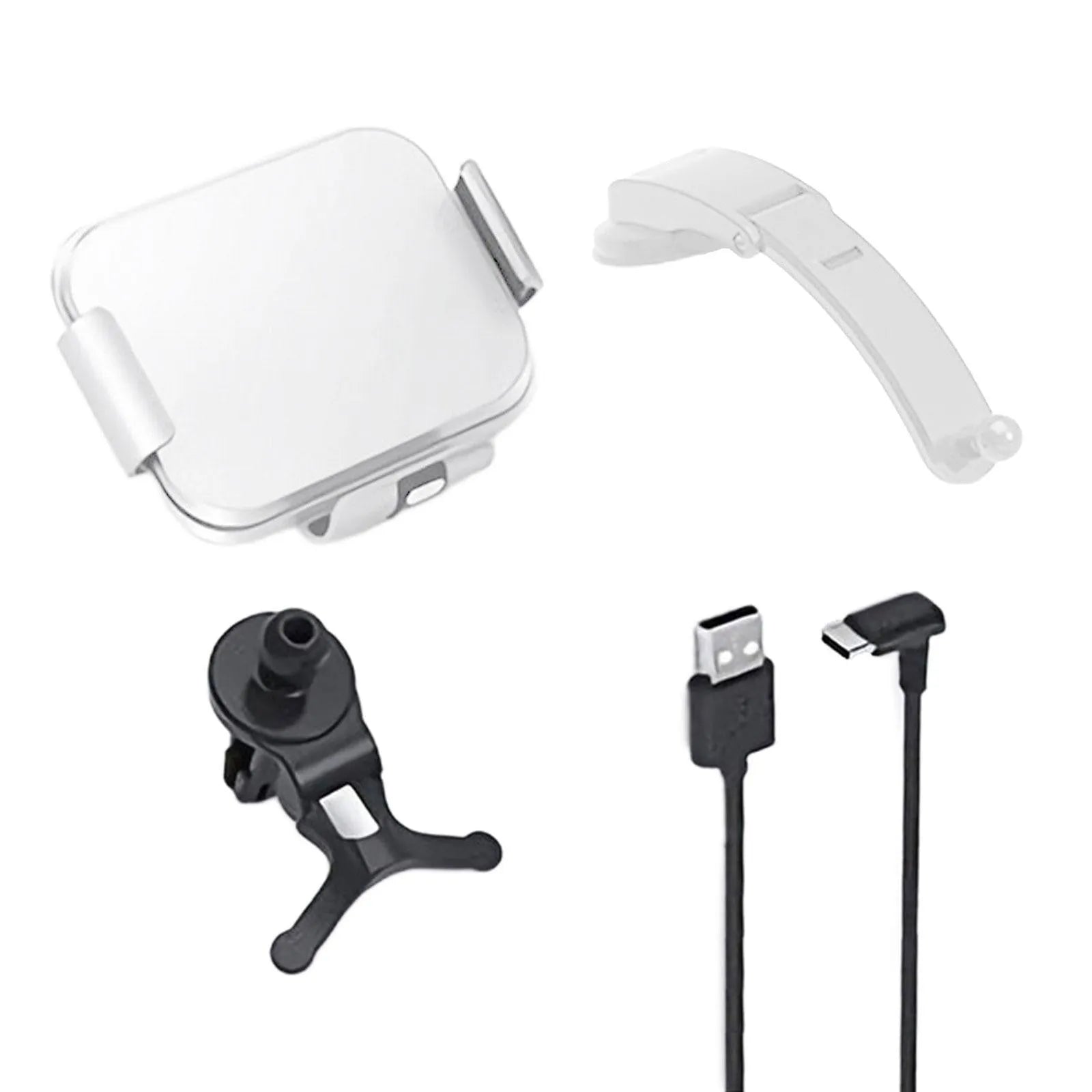 Grey wireless charging car phone holder with folding screen and air conditioner clip mount