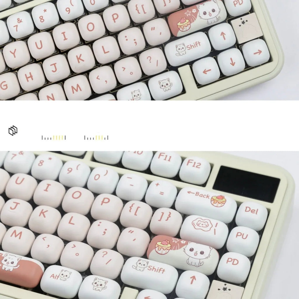 Dessert Cat cartoon themed mechanical keyboard key caps with colourful baked goods patterns