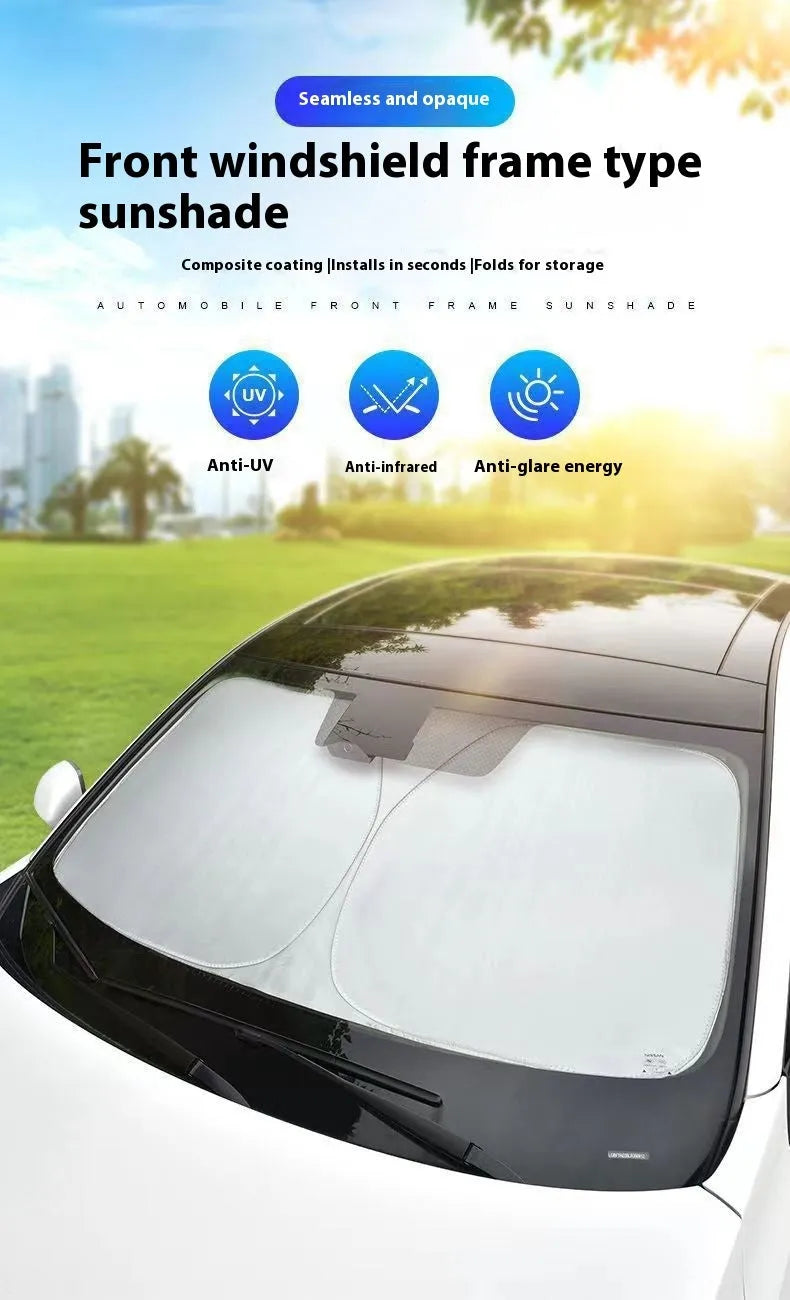 Titanium silver aluminium foil car sunshade for windscreen heat insulation and UV protection