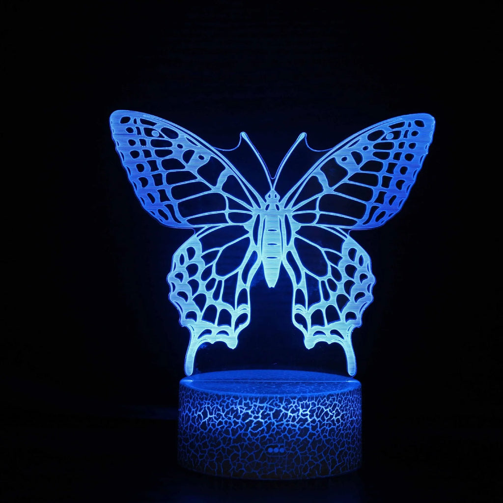 Colourful 3D acrylic USB table lamp with touch control on a small ABS base.