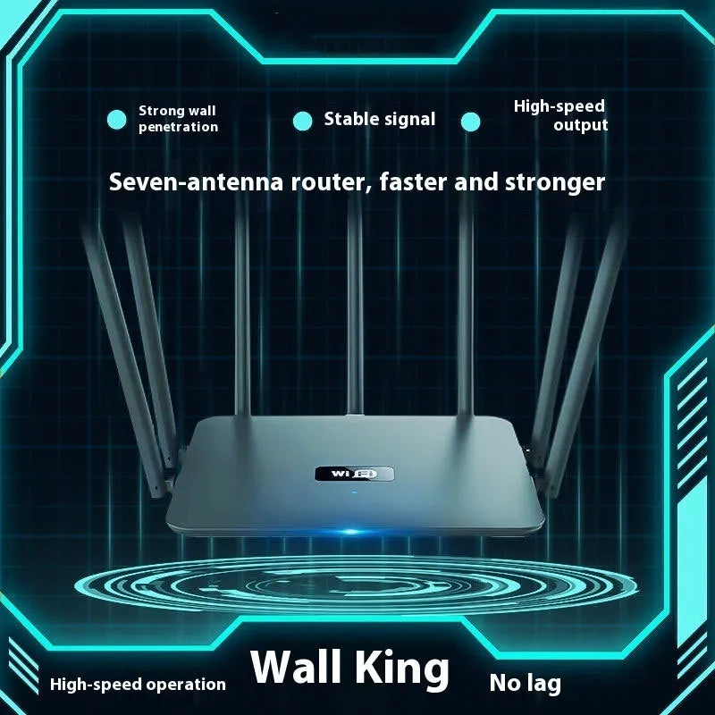 Black and white dual-band 5G router with multiple antennas for wall-through WiFi coverage