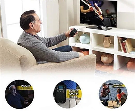 Handheld digital display mobile hearing aid booster with ABS casing and FM radio style design