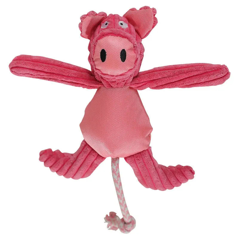 Plush dog toy in cow or pig cartoon design, 40x32cm, 135g, orange or pink, bite-resistant sounding toy