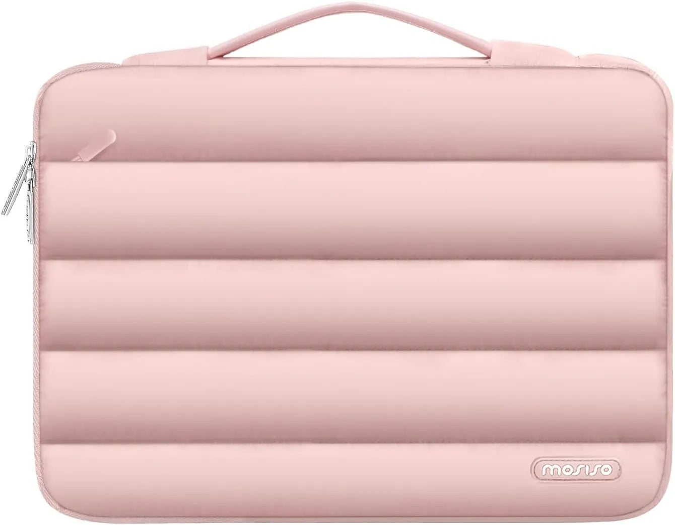 Velvet laptop bag in sand colour with plaid pattern, suitable for a 13.3-inch or 15.4-inch device.