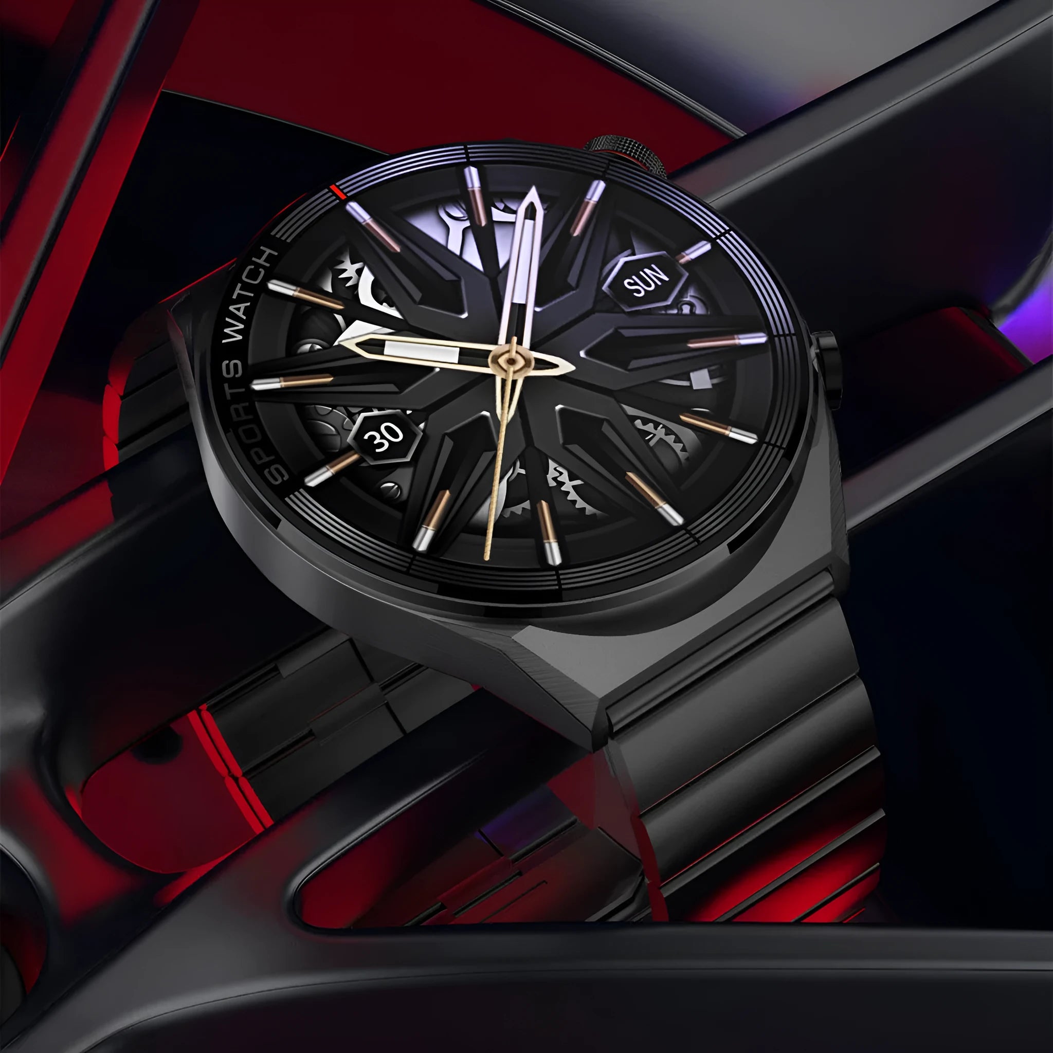 Large screen Bluetooth smart watch showing HD display with call function, available in black or silver with interchangeable strap options.