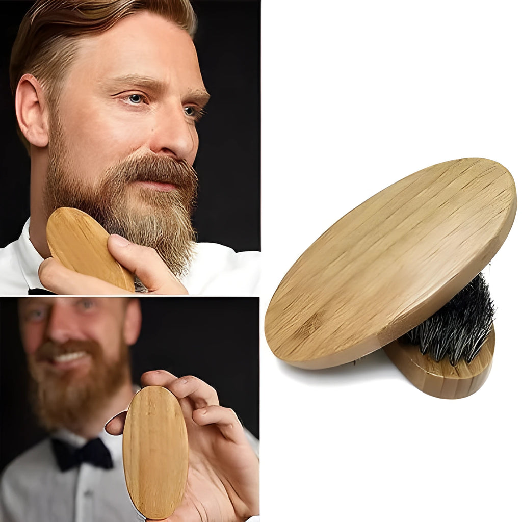 Natural boar bristle beard brush 11.3cm for men's facial hair styling and maintenance, black brown and fancy options