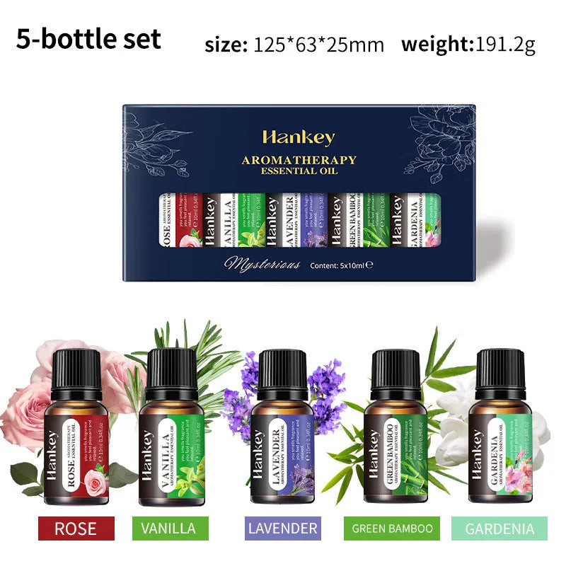 Boxed water-soluble aromatherapy essential oil sets in 3, 5, 6, 10 and 12 piece combinations