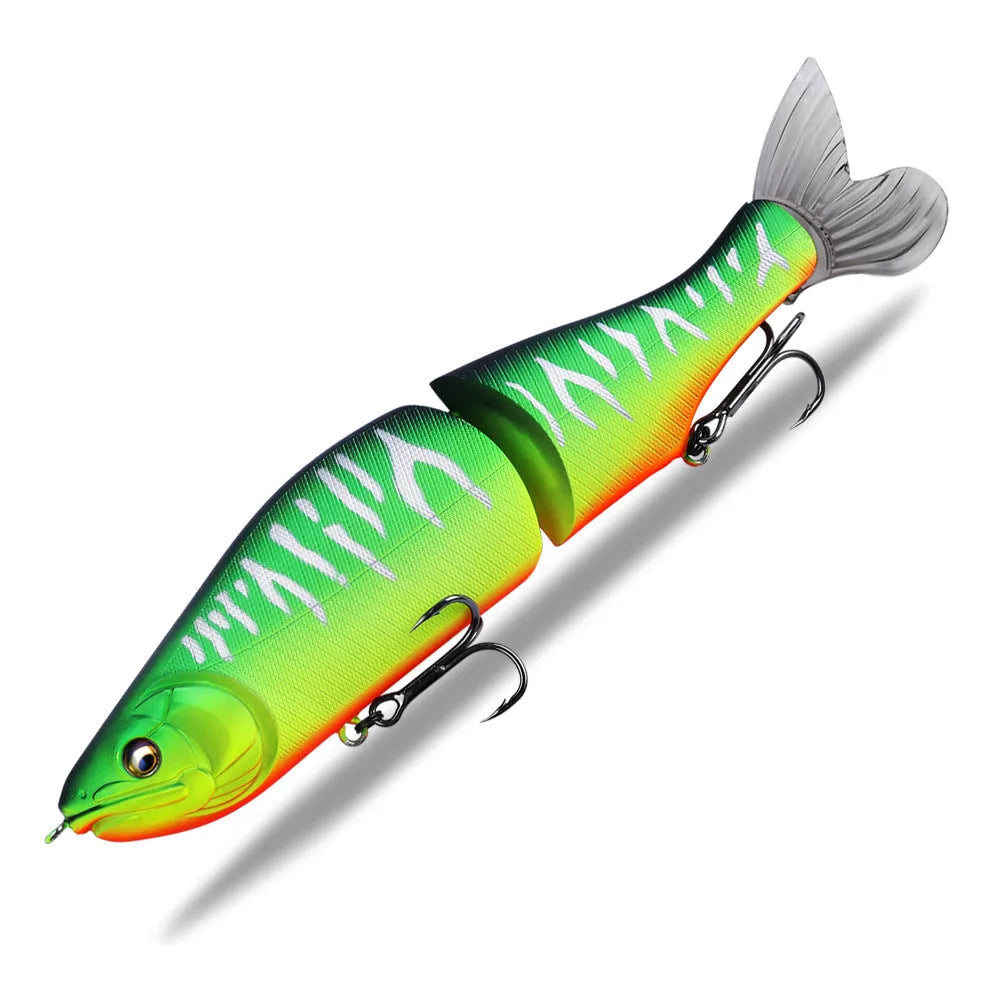 185mm plastic swimming fishing lure for bass on a blue background.