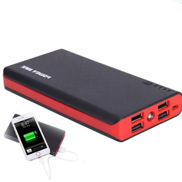 20000mAh portable power bank in blue, red, green, yellow, or black with fast charging