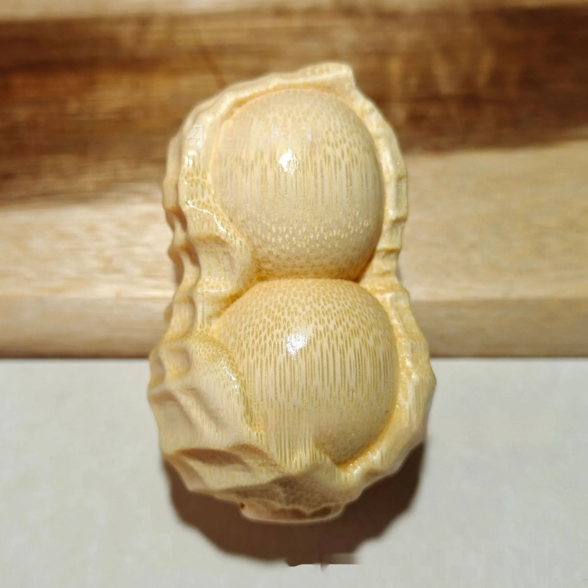Solid bamboo carving peanut ornament in modern simplicity style for gift giving