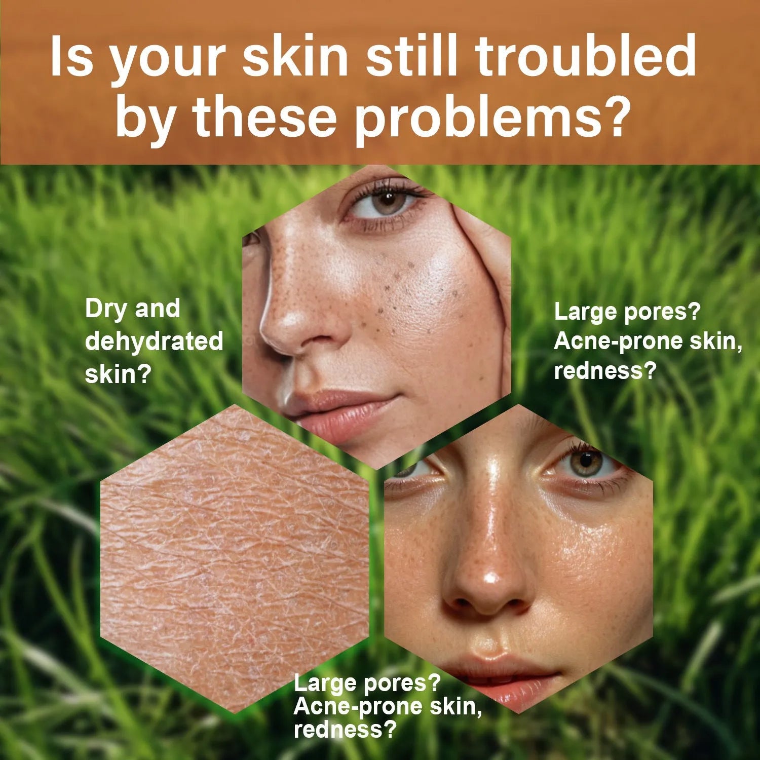 Seven-piece facial care kit with products for cleansing, moisturising, and protection