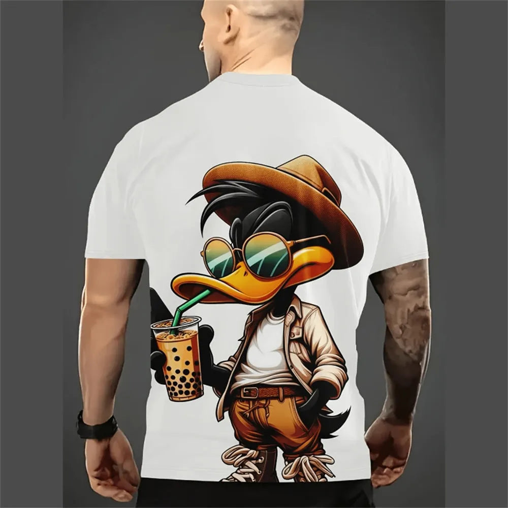 Men's loose casual short sleeve shirt with a colourful cartoon 3D print design.