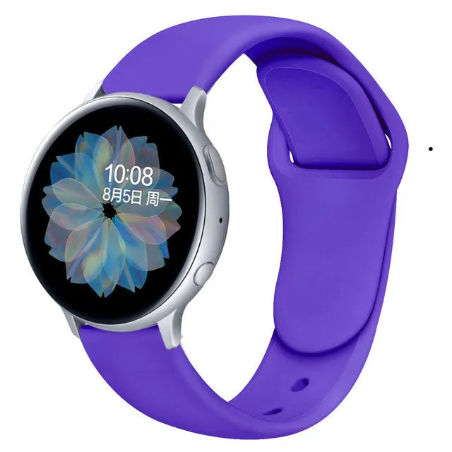 Samsung Galaxy Watch Active 2 sports strap with reverse buckle clasp in lilac silicone