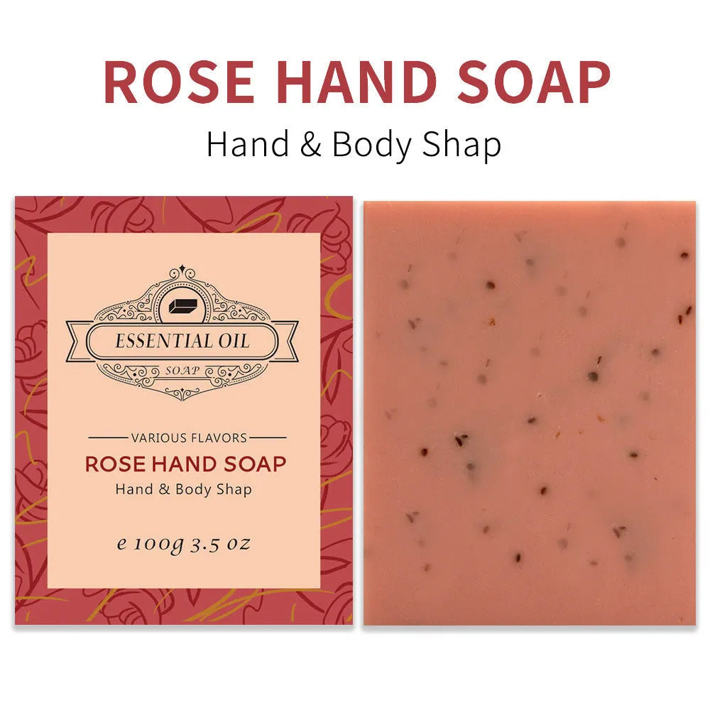 Handmade plant essential oil soap bar with frosted surface, 100g weight for body and hand washing