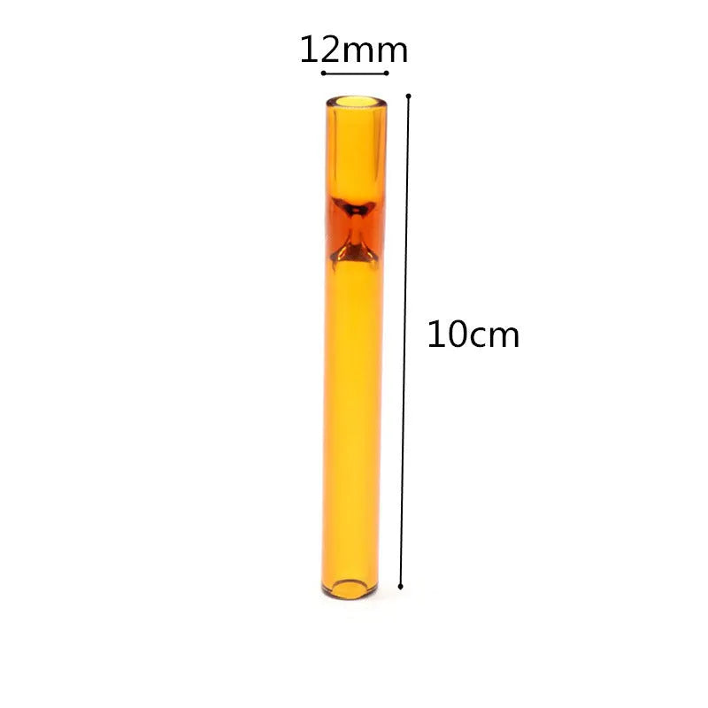 Straight transparent glass telescopic smoke pipe with suction nozzle in pink finish