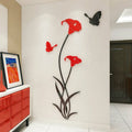 Lily 3D stereo acrylic wall sticker showing dimensional floral design in metallic gold colour