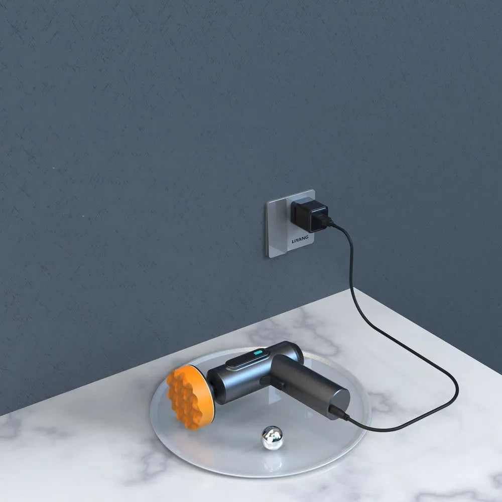 Compact wireless waxing and polishing machine with a 7.7 cm disc on an ABS housing.