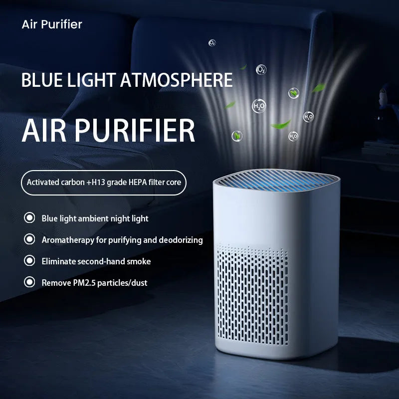Desktop air purifier with USB power connection and simple design for small space air purification
