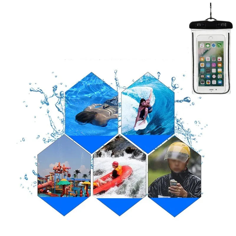 Universal waterproof luminous touch screen phone case in multiple colour options