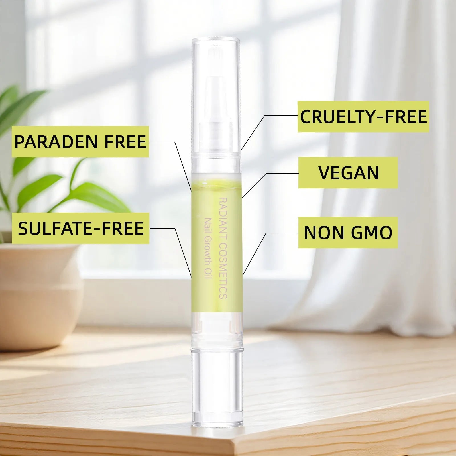 3ml bottle of wash-free nail growth and moisturising treatment oil.