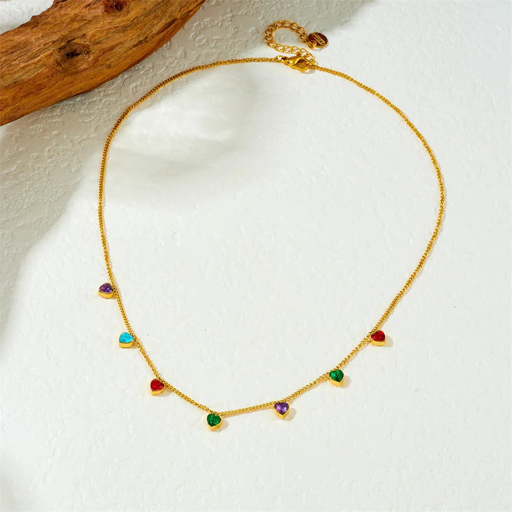 Women's gold electroplated stainless steel necklace with heart pendant on 41-50cm adjustable chain