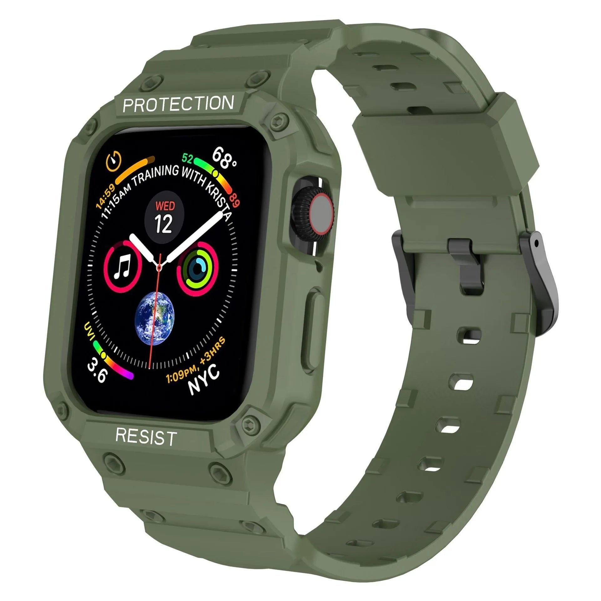 Apple Watch Series 8 TPU sport strap in multiple colours showing 38mm and 42mm size options
