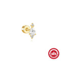 S925 sterling silver flat column thread ear bone studs in gold tone geometric design