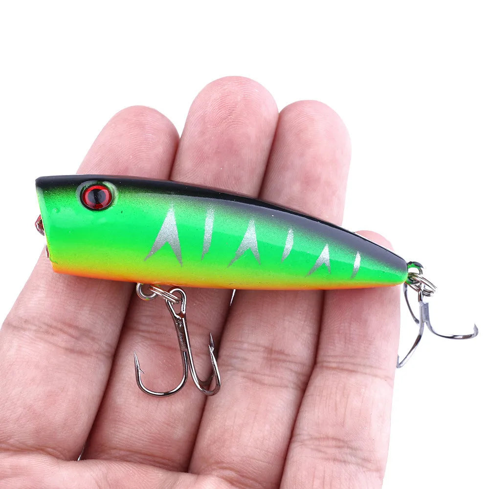 Five 7cm 9g ABS plastic freshwater fishing lures with size 6 hooks