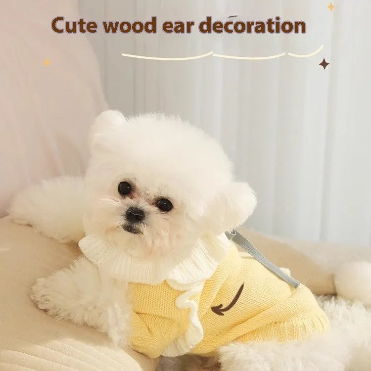 Yellow XINGX and fairy dress style autumn pet puppy sweaters for small dogs with acrylic fabric