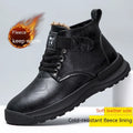 Men's black high-top platform Martin boots with a velvet upper and rubber sole.
