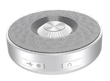 Mini portable Bluetooth wireless speaker in black, orange, or silvery white colour.