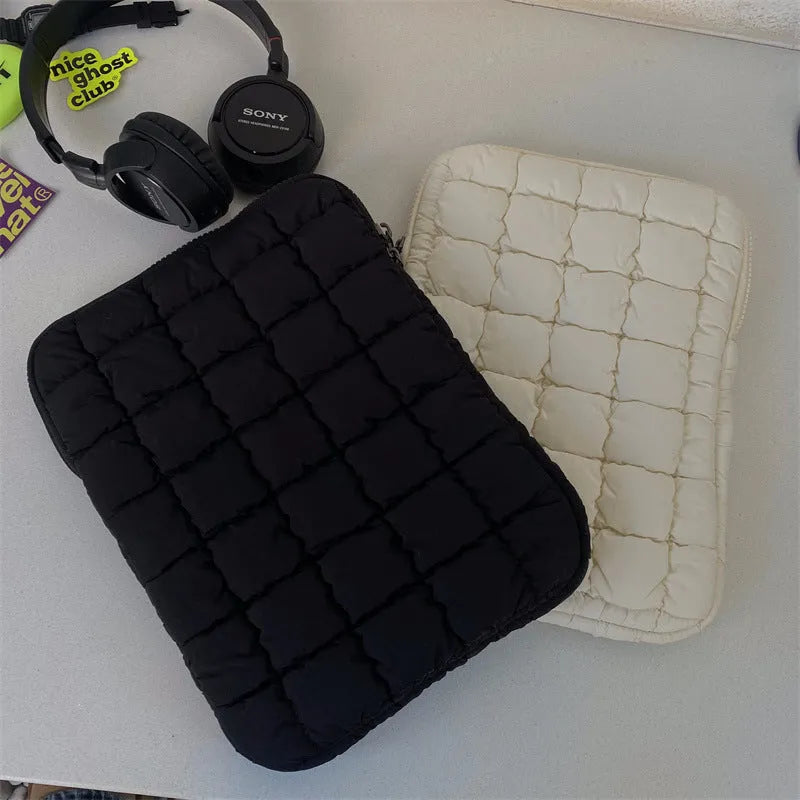 Cloud cotton nylon laptop bag in black colour showing large capacity design for 15.6-inch notebooks