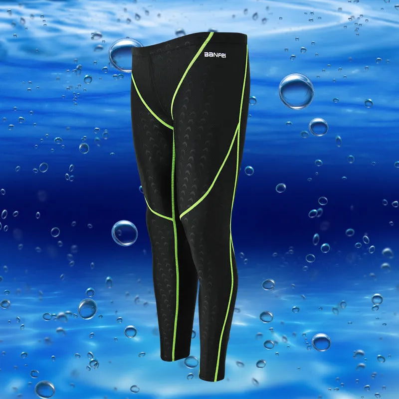 Men's nylon cropped swimming trunks in briefs style suitable for multiple sports activities