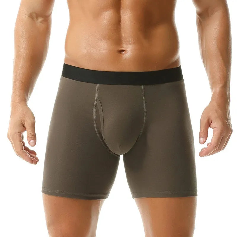 Men's cotton boxer briefs in solid colours, antibacterial breathable seamless hip lifting body shaping, sizes M-5XL