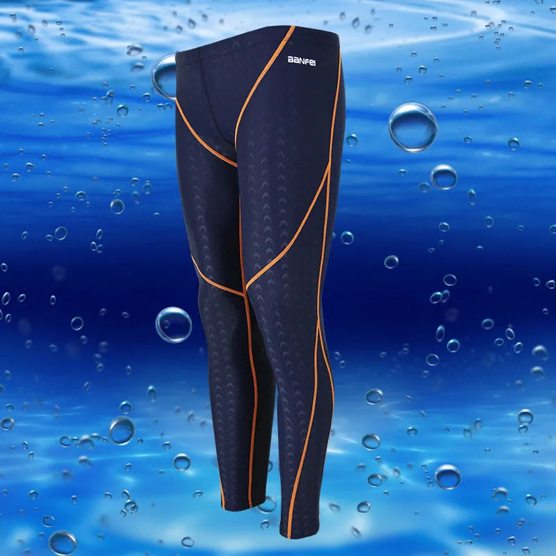 Men's nylon cropped swimming trunks in briefs style suitable for multiple sports activities