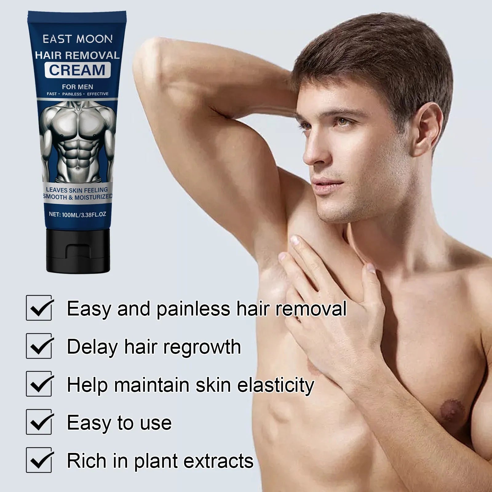 100ml tube of men's mild hair removal cream for multiple body areas
