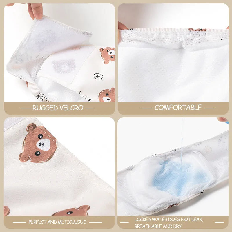 Cartoon bone paw print reusable male dog diaper belly band wrap on white background