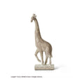 Wood colour European style giraffe resin ornament on a shelf for decorative display.