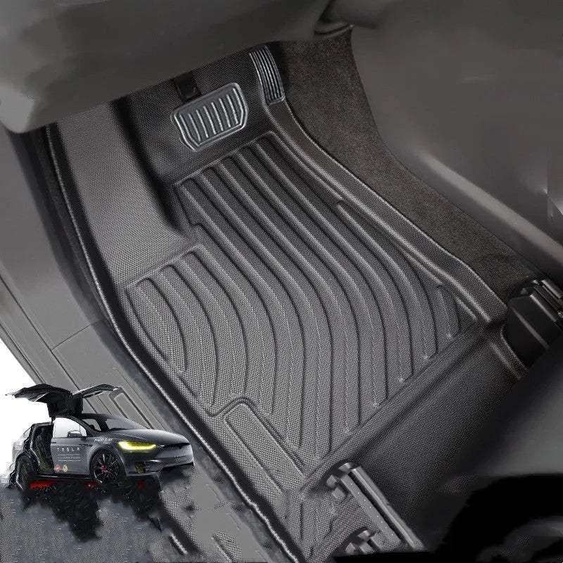 Tesla Model X waterproof TPE rubber floor mats and trunk liner set for 2016-2023 models