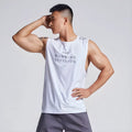 Men's black mesh sports vest with letters pattern, loose fit for summer fitness activities