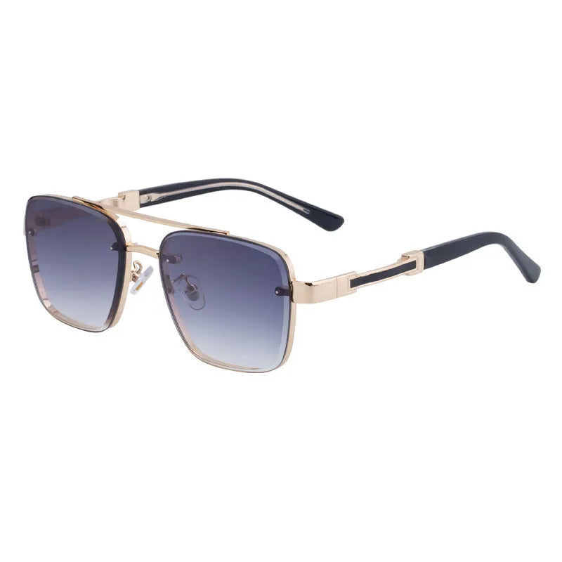 Men's vintage sunglasses with UV protection and a lightweight PC frame in a gold and grey colour option.