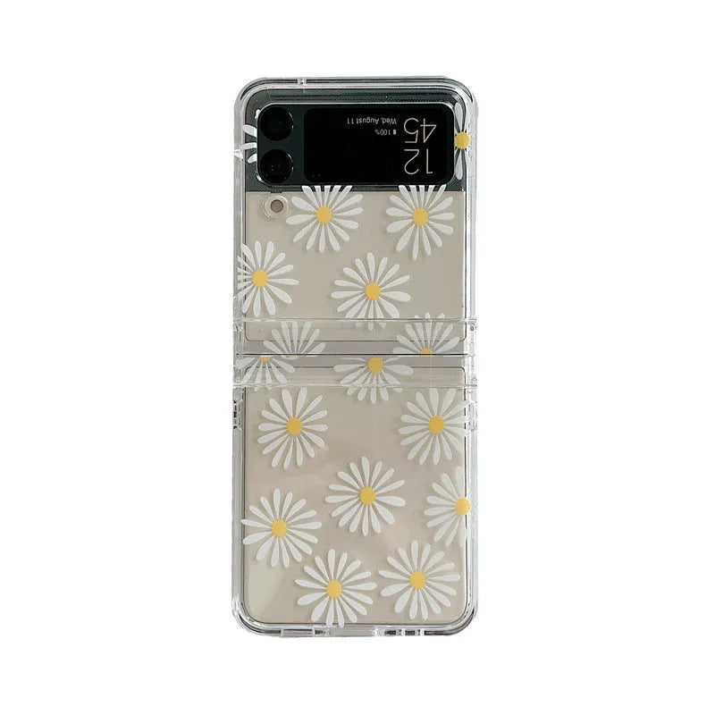 Samsung Galaxy Z Flip phone case with flower design in Daisy colour option