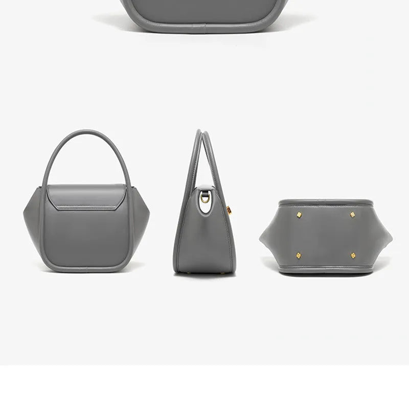 Women's leather cross-body wing bag with buckle closure in four colour options
