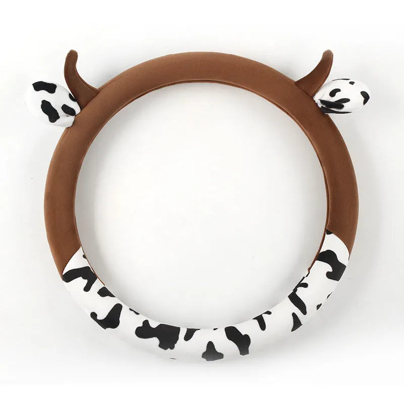 Short plush steering wheel cover in black or coffee colours for automotive use